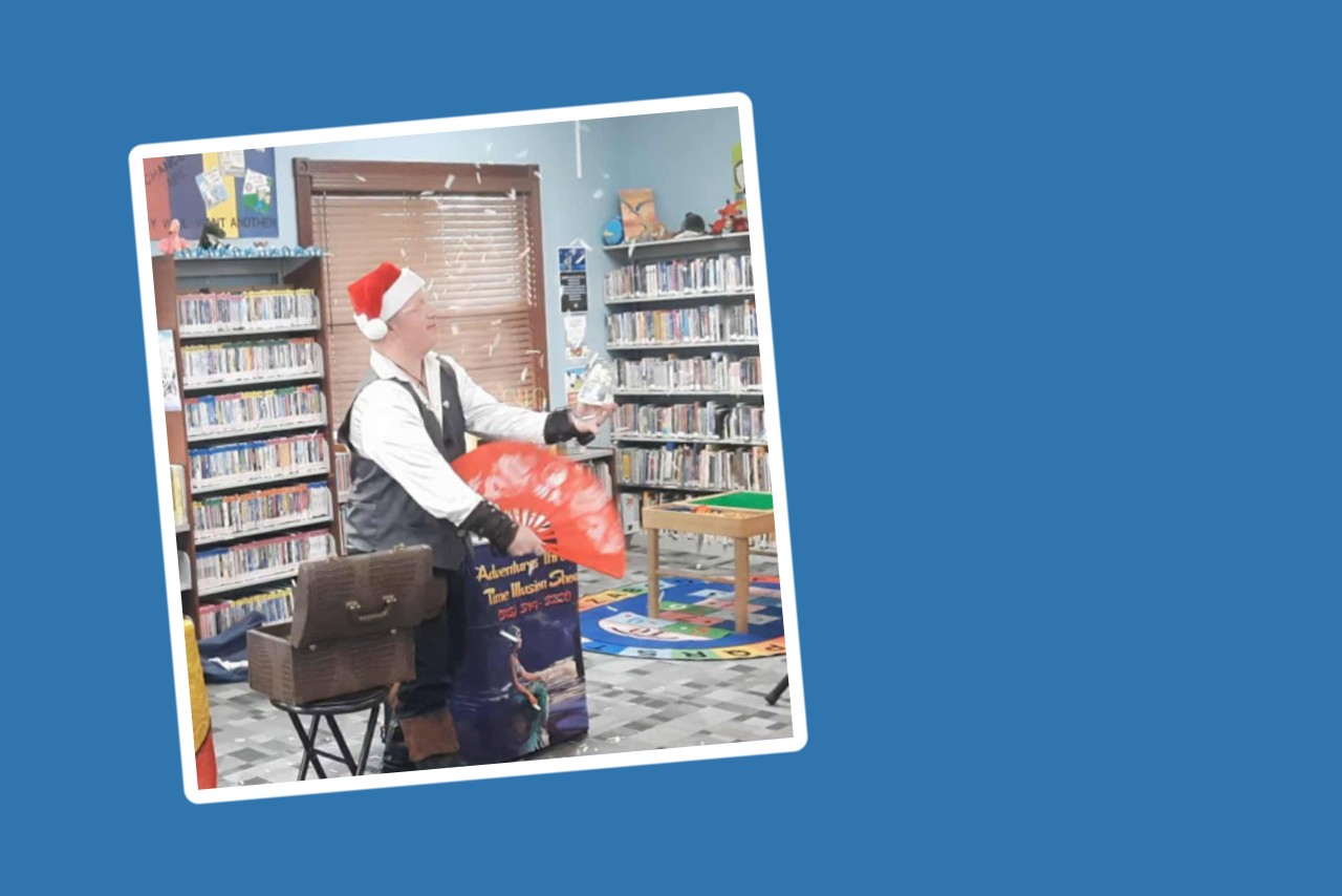 Magician performing at the Rocky Fork Branch