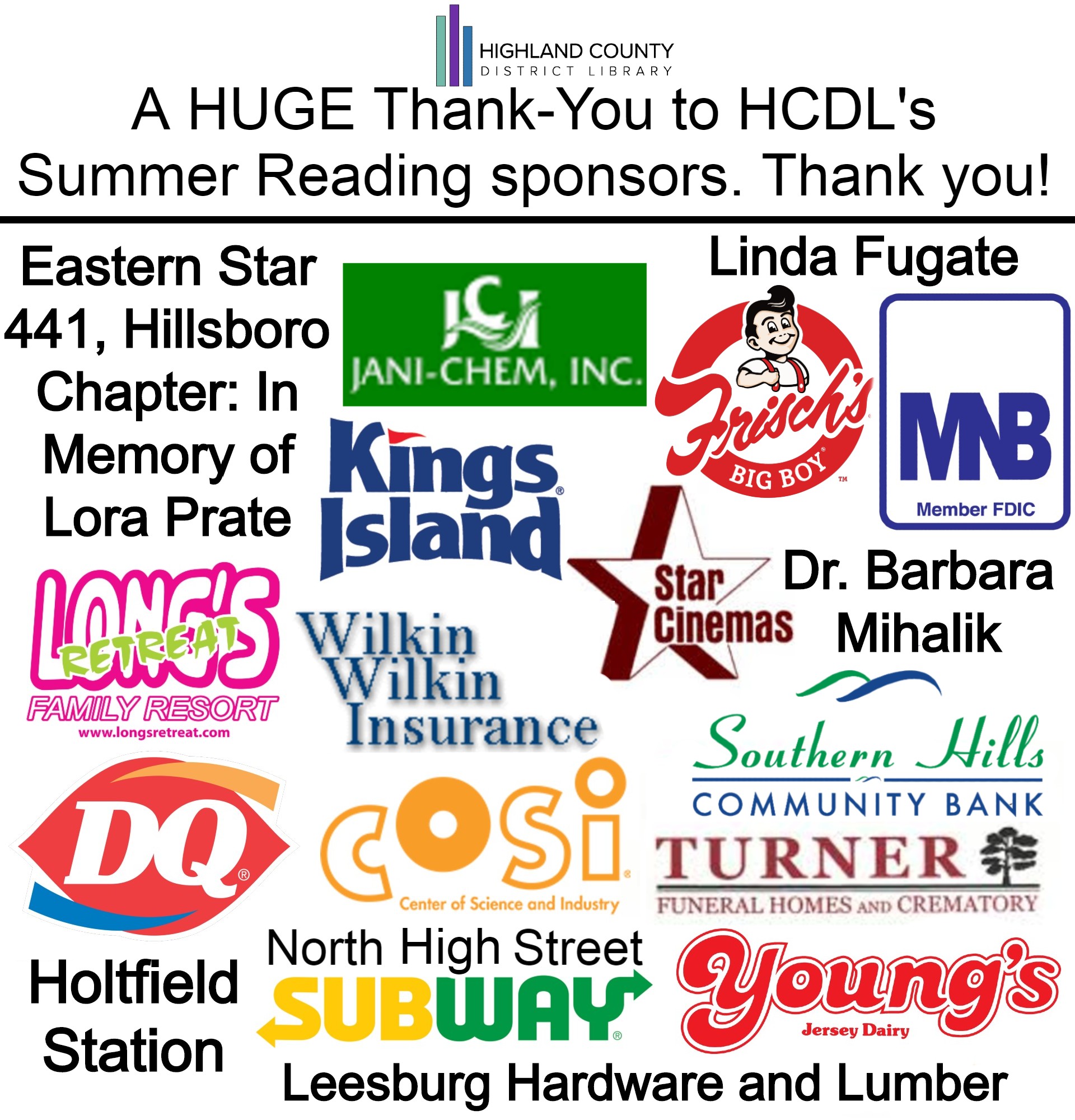 A HUGE thank you to all of our sponsors! 