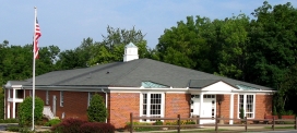 Front view of the Hillsboro Library - Links to Hillsboro Catalog